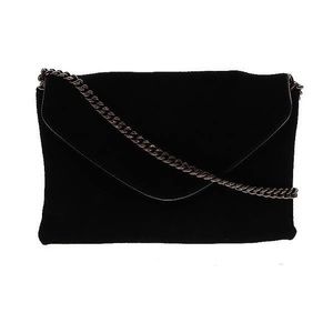 J. Crew Black Suede Envelope Shoulder Bag with Chain Strap